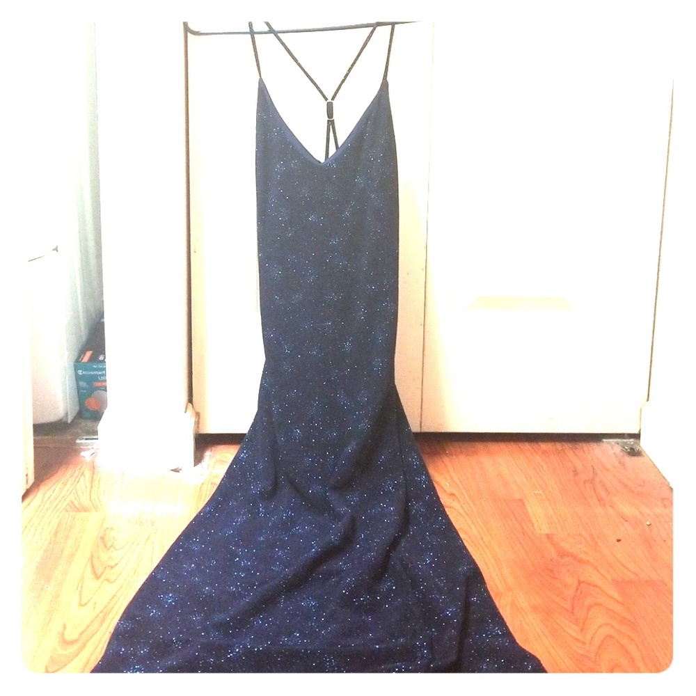 Dark blue, sparkling long Byer Too dress, S